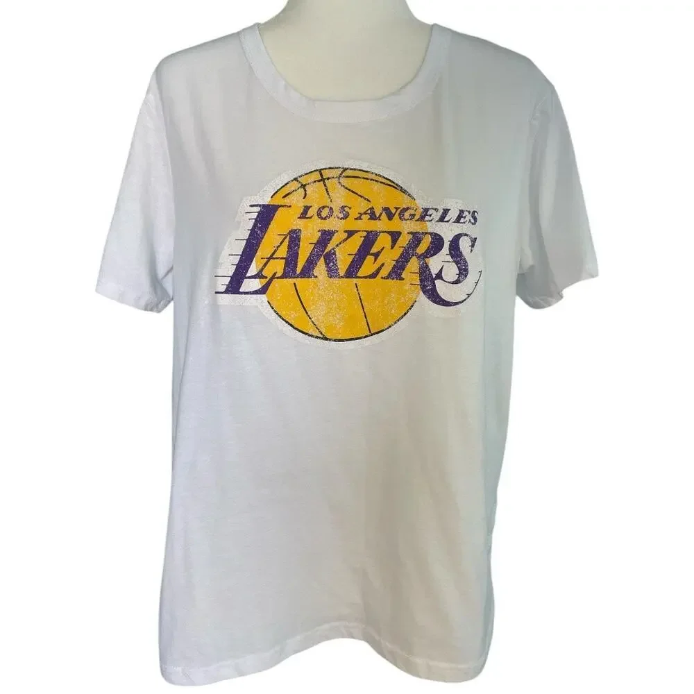 Ultra Game Women's NBA Los Angeles Lakers Soft Vintage T-Shirt White Size XL LA